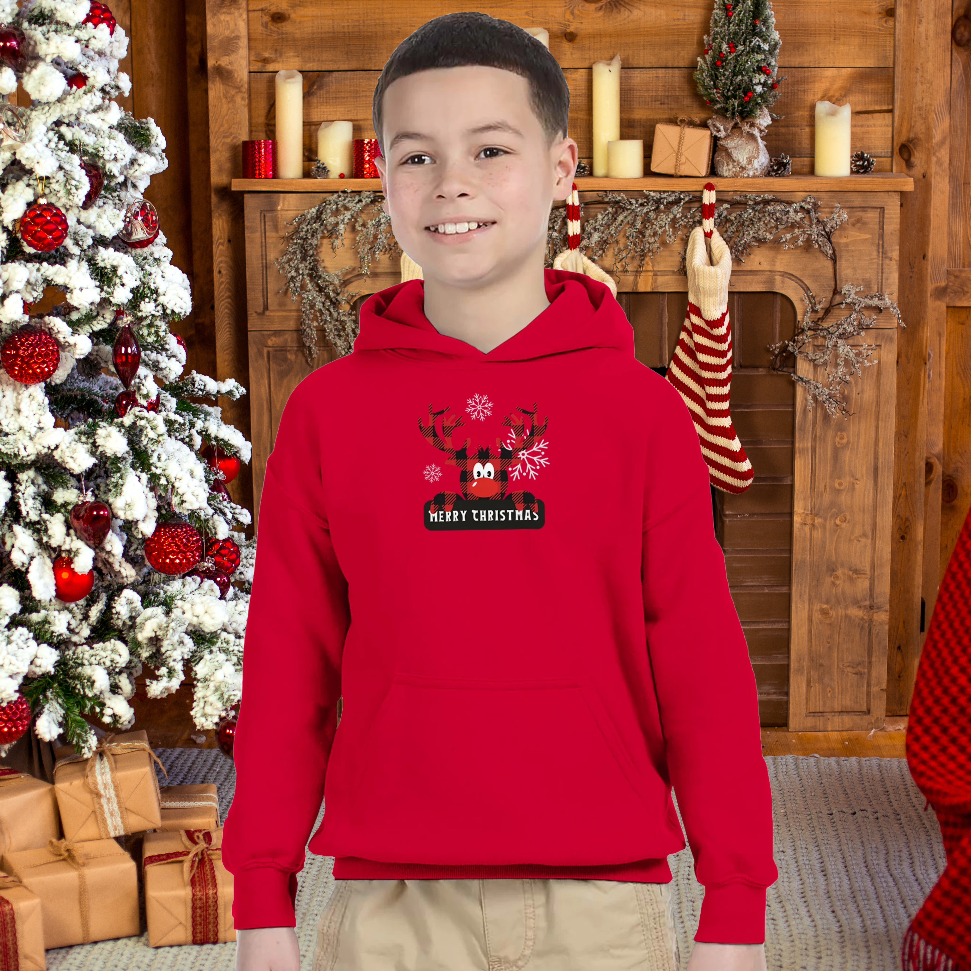 Christmas Kids Pullover Hoodie - Reindeer