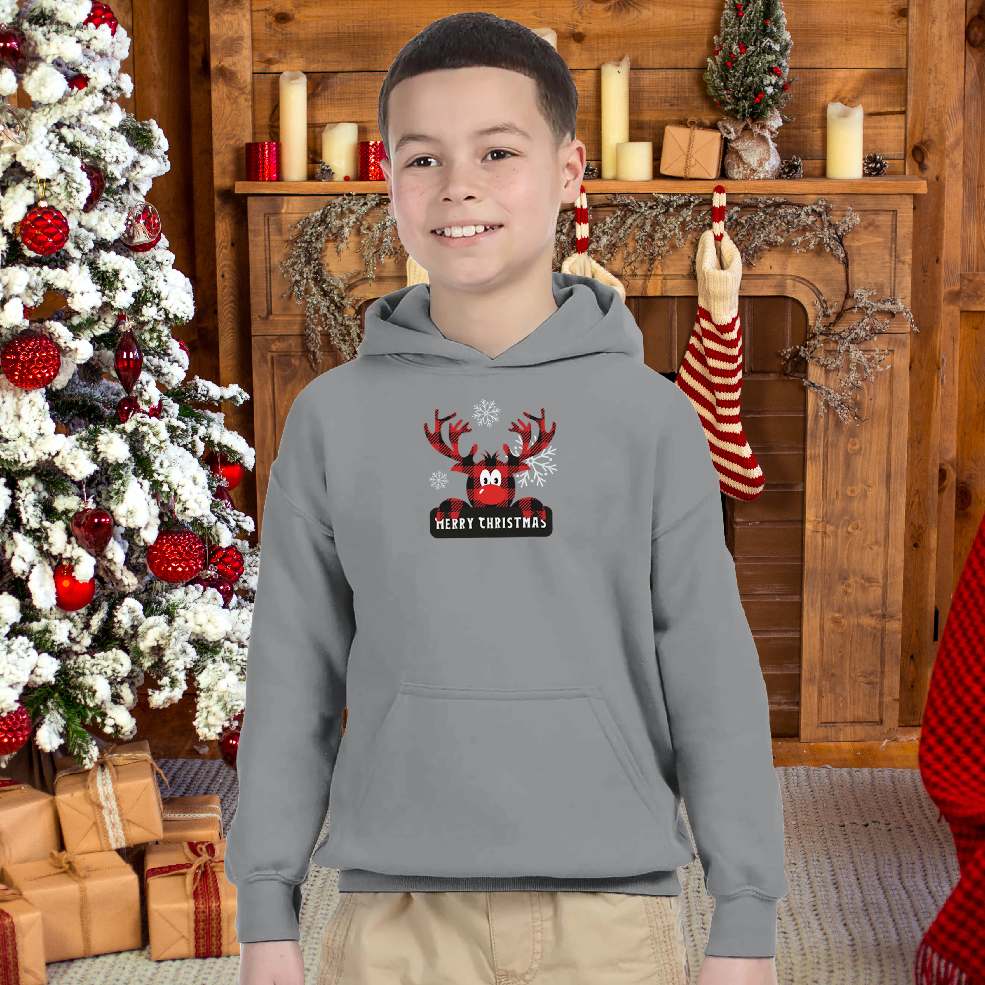 Christmas Kids Pullover Hoodie - Reindeer